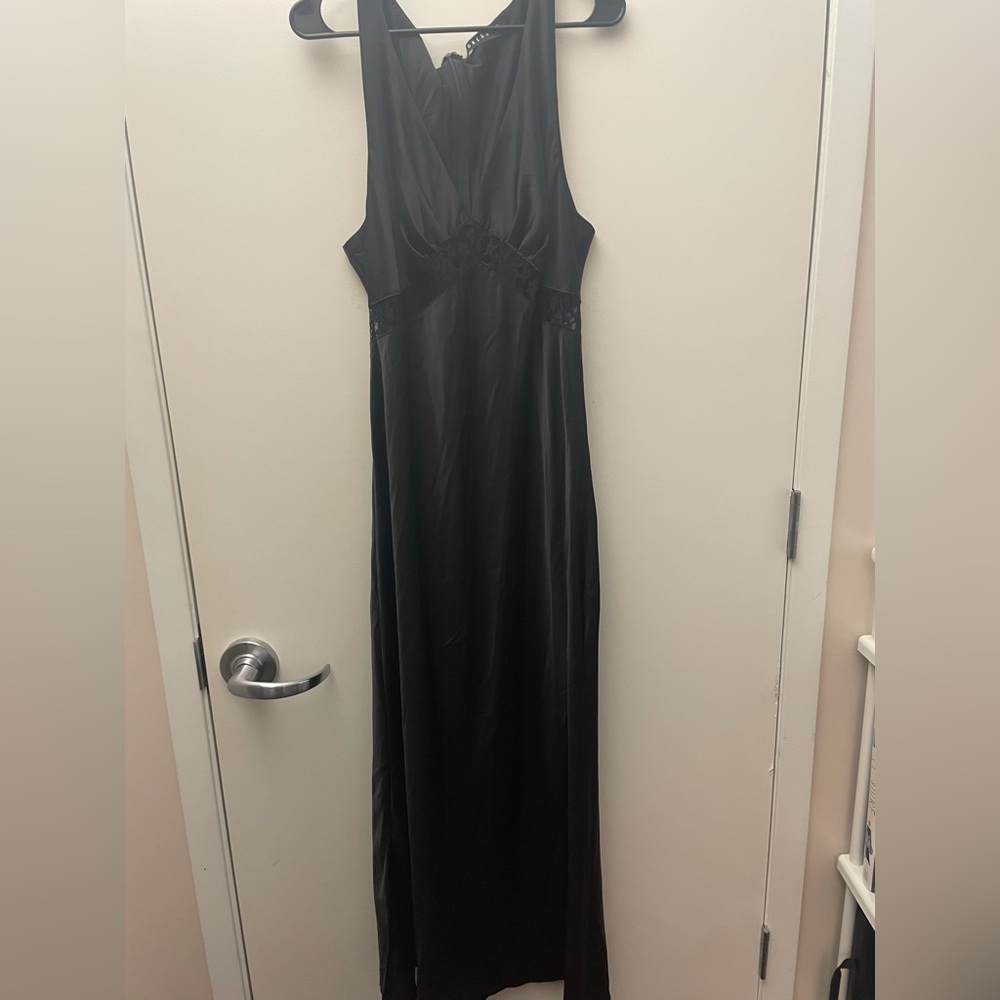 Black maxi slip dress